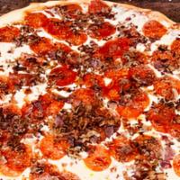 Pepperoni & Bacon Slice Pizza · Pepperoni, bacon, topped with our homemade tomato sauce and imported finest grande mozzarella