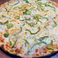 Green Pepper And Onion Slice Pizza · Bell peppers, caramelized onions, topped with our homemade tomato sauce and imported finest ...