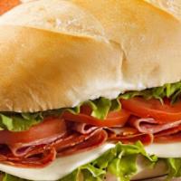 Italian Sandwich Combo · Salami, pepperoni, ham and provolone with lettuce, tomatoes and vinaigrette.