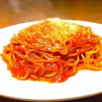 Spaghetti Marinara · Spaghetti pasta with house made marinara sauce, topped with grated Parmesan cheese.