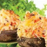Bake Crabmeat With Shiitake Mushroom · Crabmeat, onion, shrimp, top on shiitake mushroom, bake and served with a wedge of lemon (de...
