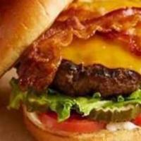 Bacon Cheeseburger · 1/2 pound burger, American cheese, bacon, lettuce, tomato and special sauce on a brioche bun.