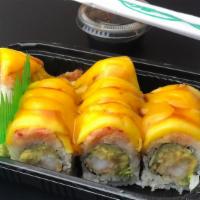 Lobster Mango Roll · Live lobster mango and topico.
