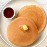 Pancakes, Beef Sausage, & Eggs Platter · Pancakes, beef sausage, and your choice of eggs.