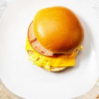Ham Breakfast Sandwich · Boar's Head Ham, scrambled egg, and cheddar cheese served on your choice of bread.