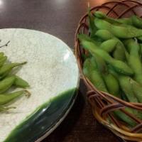 Edamame · Steamed soy beans.
