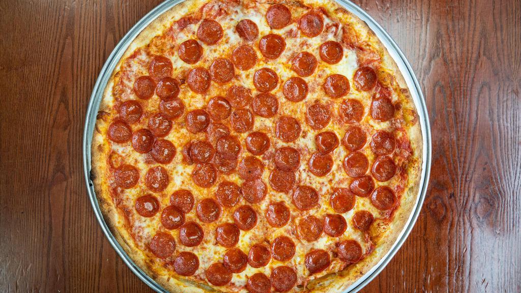 Picasso Pepperoni Pizza · Mozzarella pie topped with slices of pepperoni.