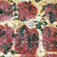 Sicilian Margherita Pizza Slice · Homemade thin crusted sicilian dough, san marzano tomato sauce, garden fresh oregano, basil ...