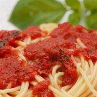 Pasta Marinara · Fresh sizzling whole tomatoes mixed with fresh basil leaves and chopped garlic cloves, sauté...