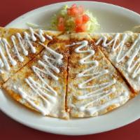 Quesadilla Americana Queso · Cheese. Flour tortilla stuffed with meat.