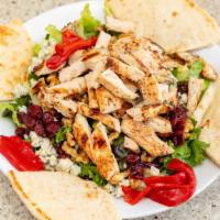 Fandango Salad · Grilled chicken, mixed field greens and a romaine heart with walnuts, blue cheese, roasted r...