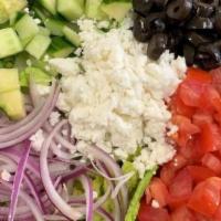 Greek Salad · Feta cheese, lettuce, tomatoes and Kalamata olives.