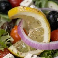 Greek Grilled Chicken Salad · Lettuce, tomato, carrots, red onion , cucumber, mushroom, olive with feta cheese.
(our delic...
