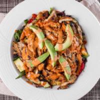 Avocado Quinoa Bowl · Avocado, Quinoa, Grilled Vegetables, Black Beans, topped with Grilled Chicken and a Side of ...