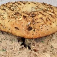 Bagel With Tuna Salad · Our tuna is mixed with onions, capers, parsley, pepper and mayonnaise.
