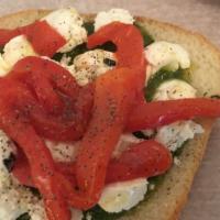Goat Cheese Sandwich · Pesto and roasted peppers. Made to order and can be press toasted on your choice of bread. V...