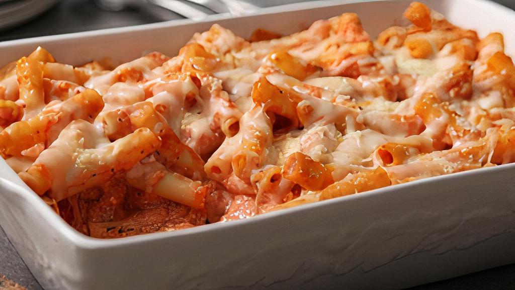 Baked Ziti Pasta · Personal Dish (kosher) - classic Italian American comfort food of pasta baked with sausage, tomato sauce and all kinds of gooey, yummy cheeses...