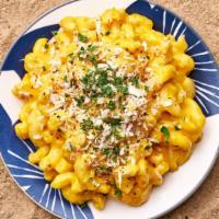 Brown Butter Mac & Cheese · Macaroni prepared with freshly made cheese sauce, beurre noisette, and bread crumbs