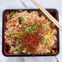 Japanese Fried Rice(日式炒饭） · Egg, onion, scallions, corns.