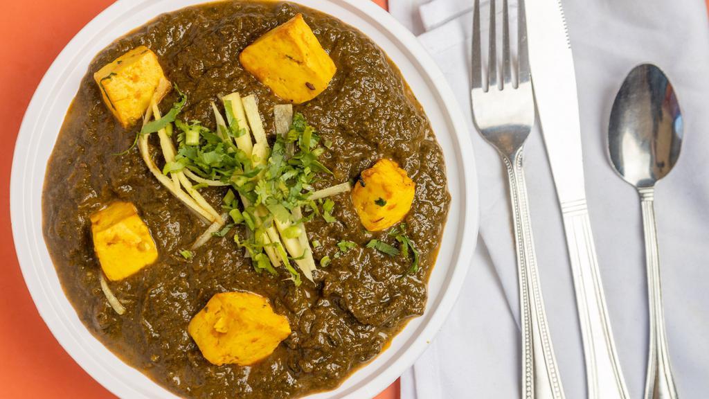 Saag   (Served With Choice Of Paneer, Potatoes Or Tofu) · Spinach, indian spices, traditional cooked.