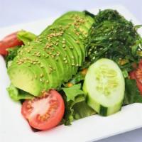 Matsuya Salad · House Salad with Avocado & Seaweed Salad. 
Ginger Dressing