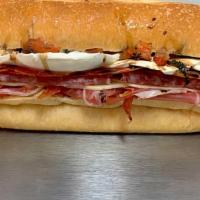 #139. Doo Wopper Hero · Prosciutto di Parma, capicola, sopressata, lioni fresh mozzarella, provolone, bruschetta and...