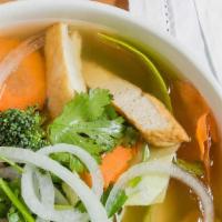 Pho With Tofu And Mixed Vegetables (Phở Đậu Hủ Rau Trộn) · can be subtitute with vegie broth