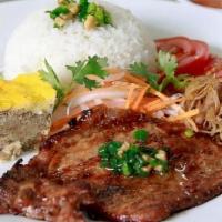 Rice With Shredded Pork, Pork Chop, Meat Loaf  · 