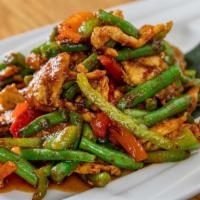 Prik Khing · Hot. This is spicy ginger curry paste. It is less spicy and more fragrant than you might exp...