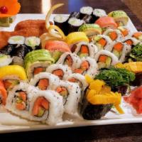Vegetable Sushi For 2 (Ve) · Vegan - 6 pcs of assorted veggie sushi, avocado roll, mango roll, cucumber roll, papaya kiwi...