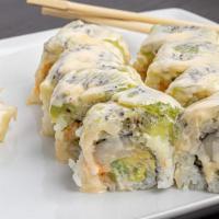 Samurai Roll · It contains white tuna (escolar). Spicy white tuna, crabmeat, avocado, crispies, topped with...