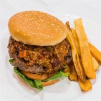 Oversized Chili Burger Deluxe (Aka: Lone Star Special!) · Thick and juicy burger deluxe with a full eight ounces of ground chuck and served on a bun, ...