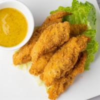 Breaded Chicken Fingers Dinner · Served with a Honey Mustard Dipping Sauce.