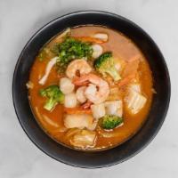 Hot & Spicy Seafood Ramen · Spicy. Shrimp, fish, squid, and mixed vegetables.