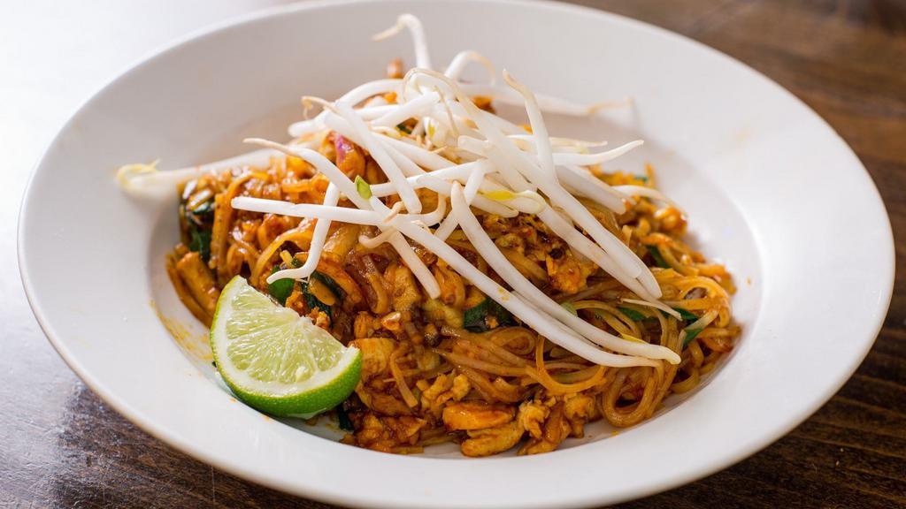 Pad Thai · Hot & spicy, veggie. Sweet radish, egg, chives, bean sprout, roasted peanut, fresh lime.
