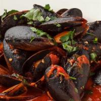 Mussels · white or red sauce.