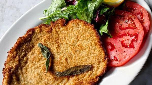 Veal Scallopine Alla Milanese · With a nice salad and lemon.