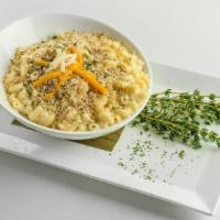 Macaroni & Cheese Skillet · A perfect blend of manchego and sharp cheddar melted over macaroni with seasoned panko bread...