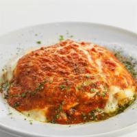 Jimmy'S Grand Lasagna · Sheets layered with ricotta cheese, crumbled meatballs, Italian sausage, and marinara. Toppe...