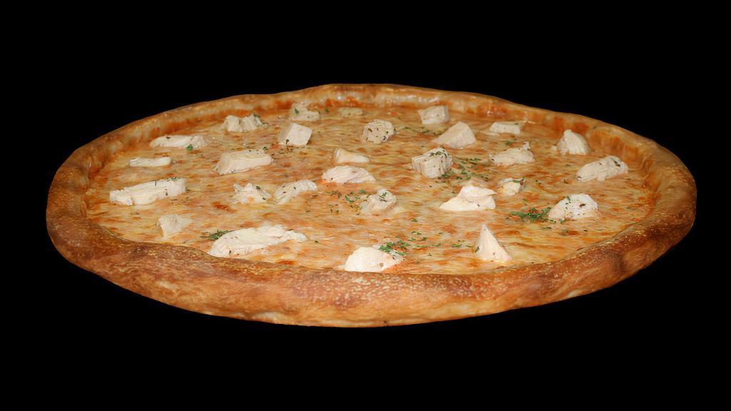 Pizza Ala Vodka · Rich and creamy vodka sauce base with mozzarella cheese. Add chicken for an additional charge. Large only.