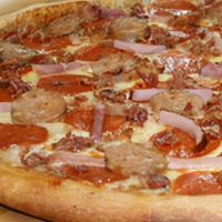 Meat Lover Pizza · Pizza sauce base with mozzarella cheese, topped with pepperoni, sausage, ham and bacon.
