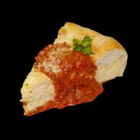 Pasta Pie · Deep dish pizza crust with angel hair pasta, baked in a Romano cheese sauce, then topped wit...