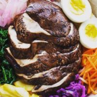 Portobello Mushrooms Teriyaki Rice Bowl · Vegan, Gluten-free. Includes kale, onions, carrots, yellow squash, purple cabbage and boiled...