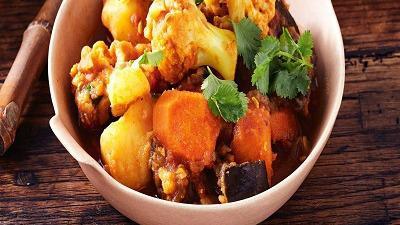 Vegetable Curry (Vegan) · Mixed vegetables cooked with curry.
