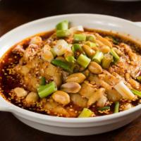 Sca10. Saliva Chicken 口水雞  · Hot and spicy.
