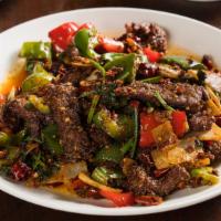 Ss14. Beef With Cumin Flavor 孜然牛 · Hot and spicy.