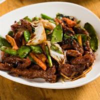 Sauteed Shredded Beef (Dinner) · Hot and spicy. With  ginger, garlic, and cilantro in sha cha sauce.