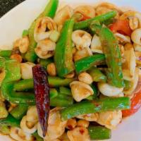 Squid With Hot Pepper & Peanuts (Dinner) · Hot and spicy.