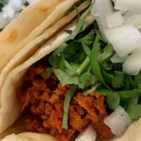 Chorizo Taco · Mexican sausage tacos served with cilatro and onion.