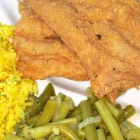Fried Tilapia Fish · Served with two side orders.